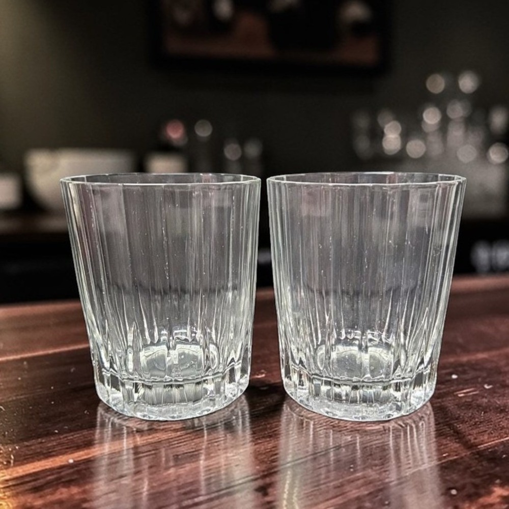 Pasabahce Old Fashioned Tumblers, Set of 2, Vertical Panels Rocks Glass, Barware
